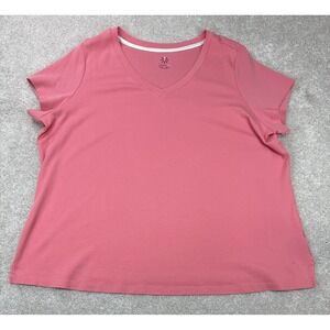 Isaac Mizrahi Live Essentials Shirt Women's Plus 3X Pink V-Neck Short Sleeve